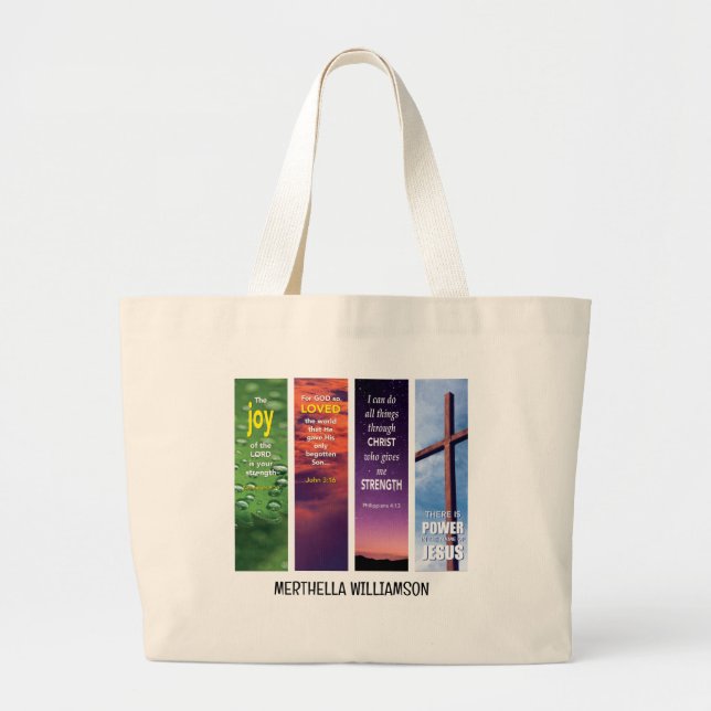 Christian Custom Name BIBLE MEDITATION Large Tote Bag (Front)