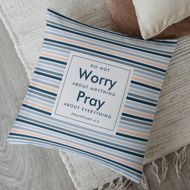 Christian Custom Name Do Not Worry Prayer for Him Throw Pillow (Christian pillow gift featuring Romans 15:13 on the back.)