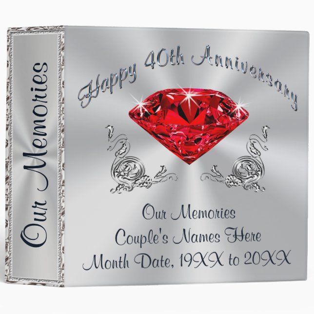 Christian Custom Ruby Wedding Anniversary Binder (Front/Spine)