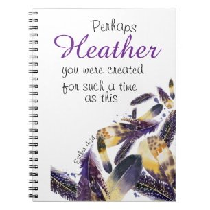 Christian Custom Scripture Purple Feather Notebook