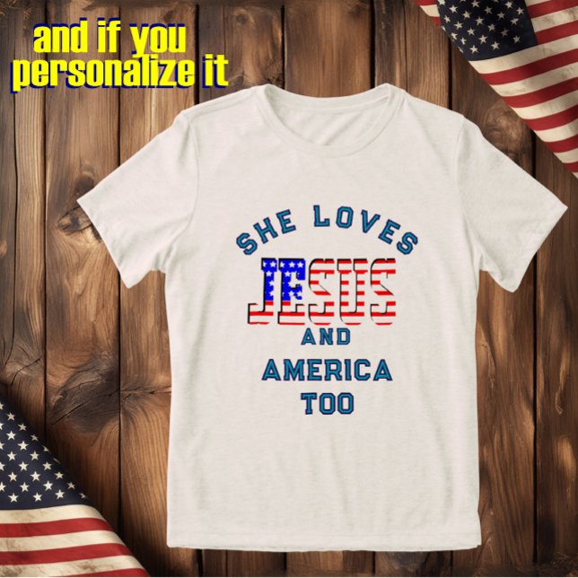 Christian custom template loves Jesus and America Tri-Blend Shirt (Creator Uploaded)