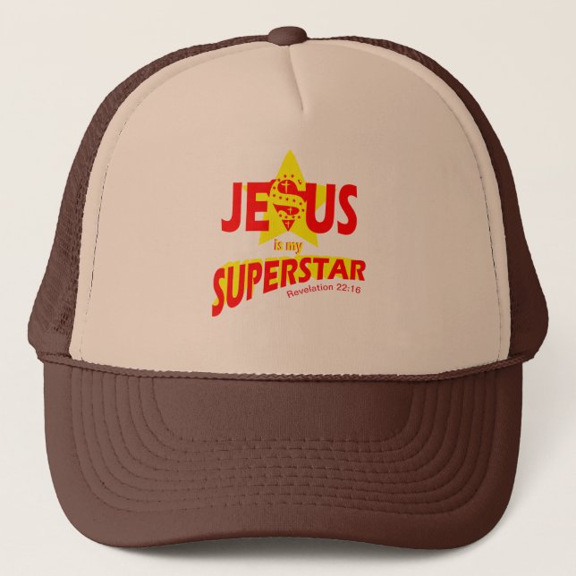 Christian Custom Trucker Cap Jesus is my Superstar (Front)