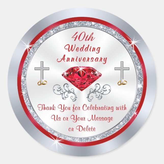 Christian Customizable 40th Anniversary Stickers (Front)