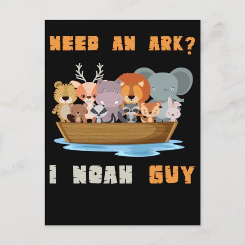 Christian Cute Animals Noah Ark Religious Pun Postcard