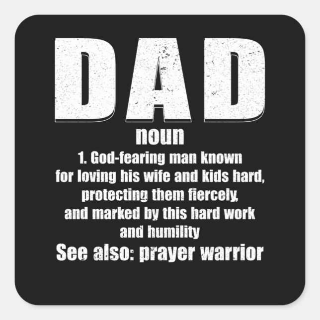Christian Dad Definition Fathers Day 2021 Prayer Square Sticker (Front)