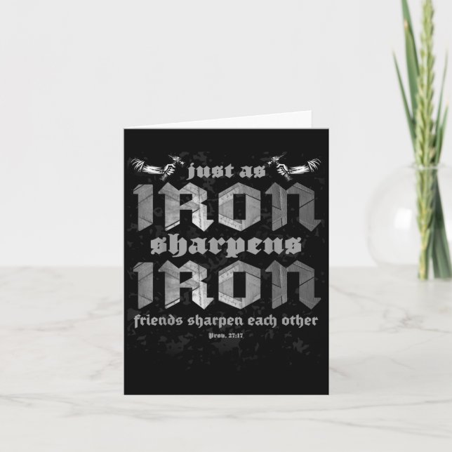 Christian Dad Iron Sharpens Iron Bible Proverbs Ve Card (Front)