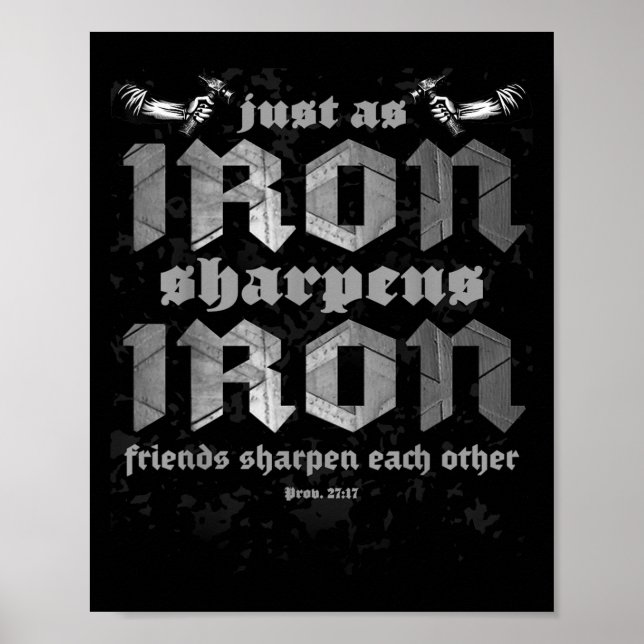 Christian Dad Iron Sharpens Iron Bible Proverbs Ve Poster (Front)