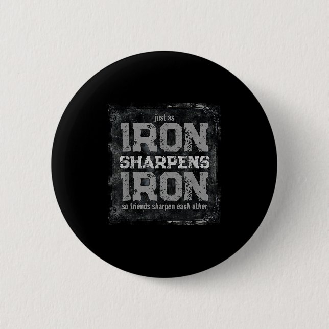 Christian Dad Iron Sharpens Iron Scripture Verse B Button (Front)