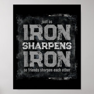 Christian Dad Iron Sharpens Iron Scripture Verse B Poster