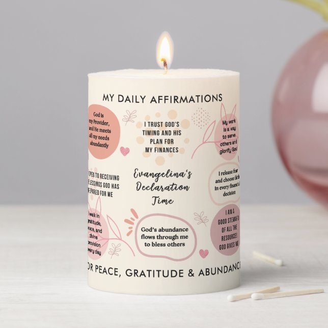 Christian Daily Affirmations Pillar Candle (In Situ)