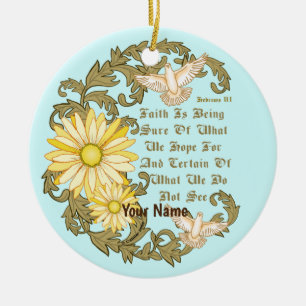Christian Daisy Faith Ceramic Ornament