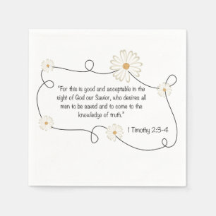 Christian Daisy Flower Bible Quote Paper Napkins