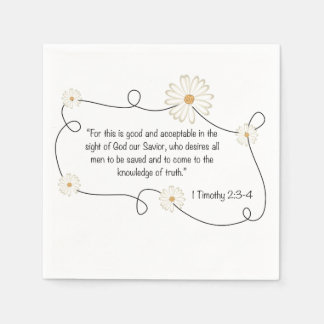 Christian Daisy Flower Bible Quote Paper Napkins