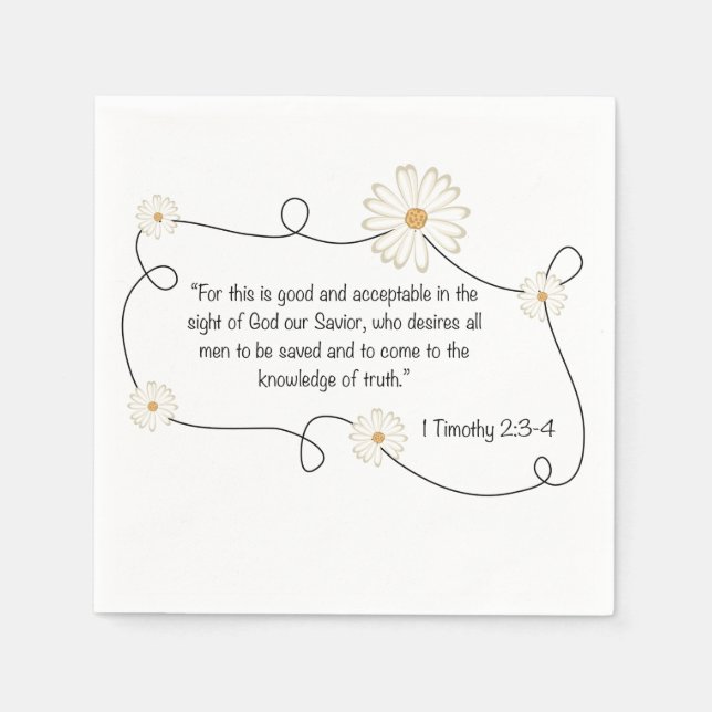 Christian Daisy Flower Bible Quote Paper Napkins (Front)
