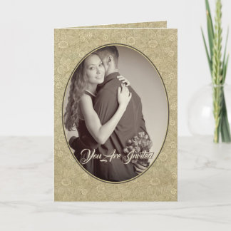 Christian Damask Wedding Invitation Cream/Tan