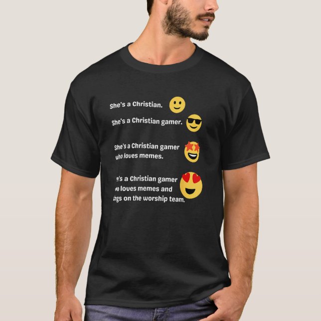 Christian Dating Goals Gamer Worship Team Church J T-Shirt (Front)