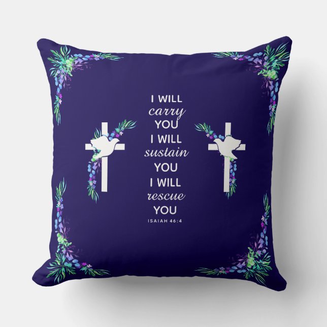 Christian Decorative Pillow with Bible Verse Cross (Front)