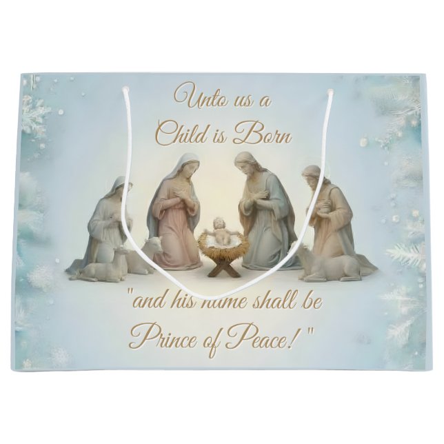 Christian Design Christmas Large Gift Bag (Front)