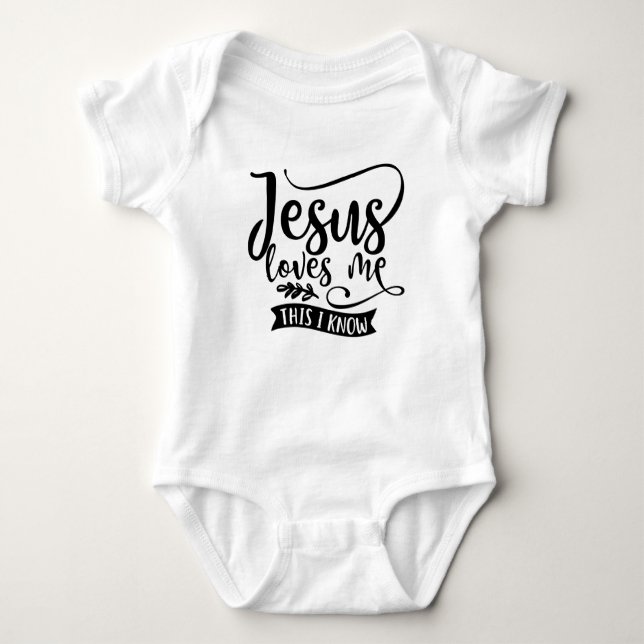 Christian Design Jesus Loves Me Baby Bodysuit (Front)