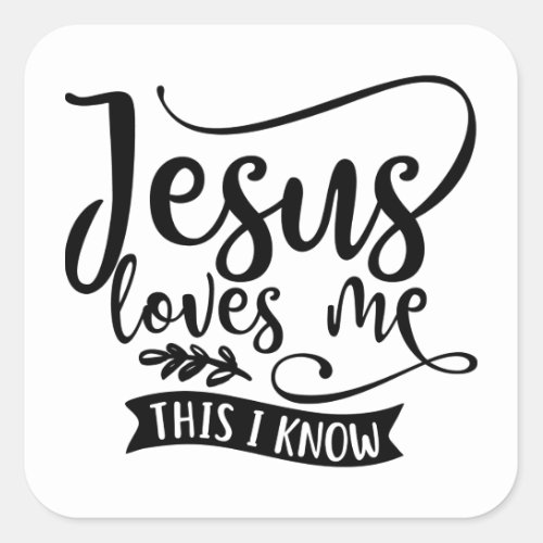 Christian Design Jesus Loves Me Square Sticker