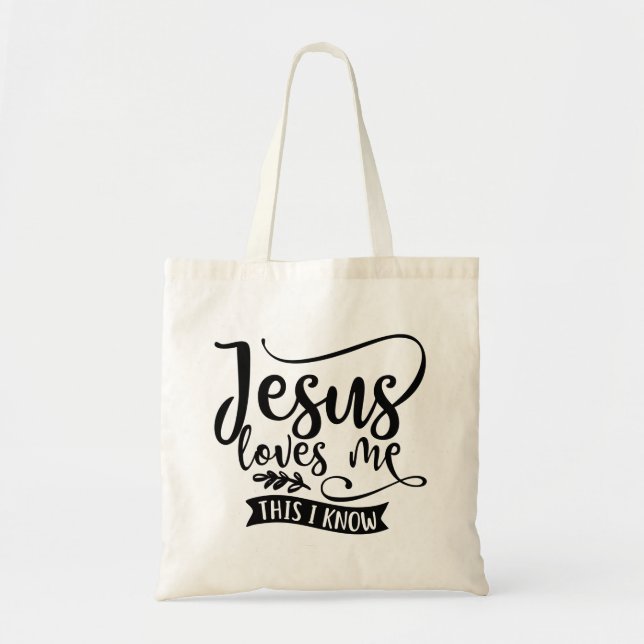 Christian Design Jesus Loves Me Tote Bag (Front)