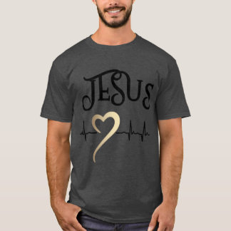 Christian Design Jesus with Heart and Heartbeat T-Shirt