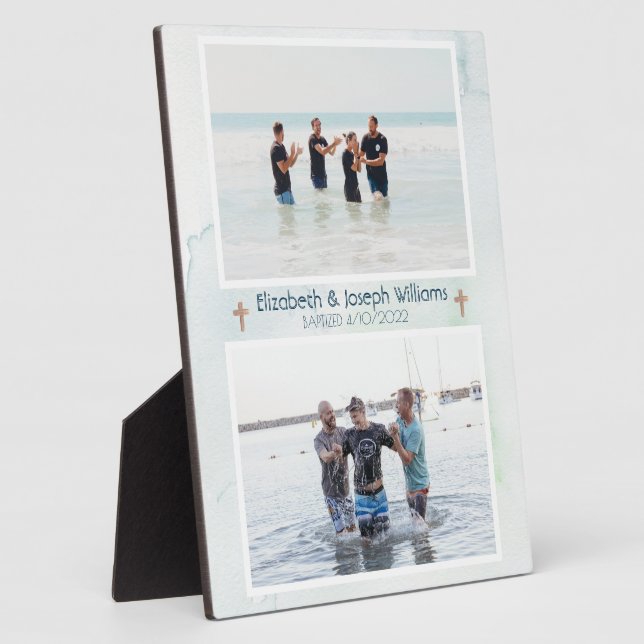Christian Double Baptism Ocean Blue Plaque (Side)