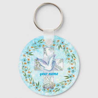 Christian Dove Cross keychain