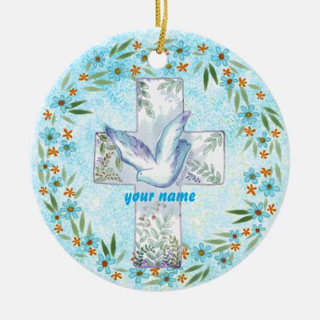 Christian Dove Cross  ornament (Front)