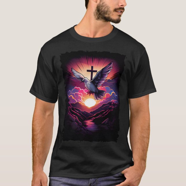 Christian Dove Cross retro 70s vintage T-Shirt (Front)