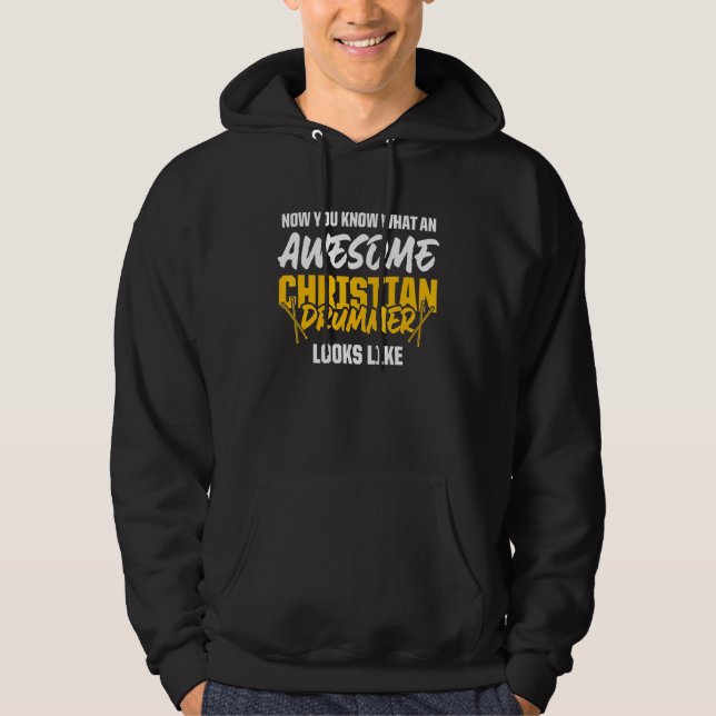 Christian Drummer Church Worship Drum Player 59 Hoodie (Front)