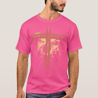 Christian Drummer Drum Sticks Cross Religious Band T-Shirt