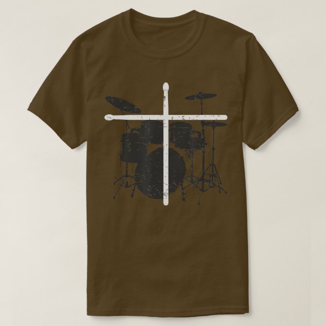 Christian Drummer Jesus Christ Drum Sticks Cross   T-Shirt (Design Front)