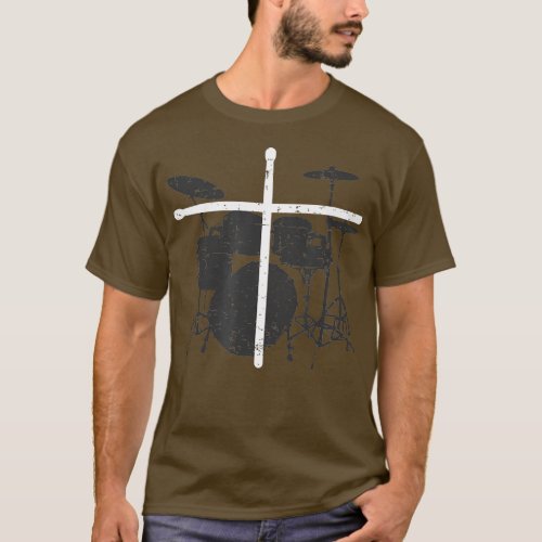 Christian Drummer Jesus Christ Drum Sticks Cross   T_Shirt