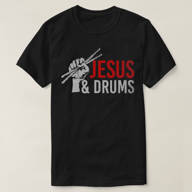 Christian Drummer Savior Devo Drums Christianity J T-Shirt (Design Front)