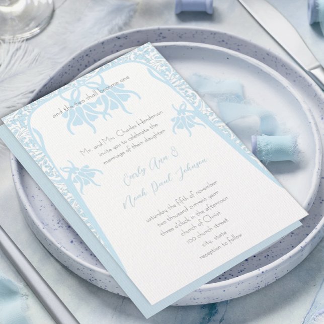 Christian Dusty Blue Flower Wedding Invitations (Creator Uploaded)