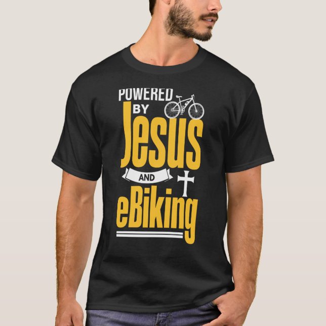 Christian E Biker Jesus EBike Electric Bike E Biki T-Shirt (Front)