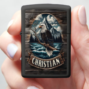 Christian Eagle Perched on Branch Zippo Lighter