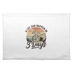 Christian Easter 3 Days Retro Cross Cave T-Shirt D Cloth Placemat