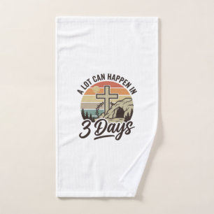 Christian Easter 3 Days Retro Cross Cave T-Shirt D Hand Towel
