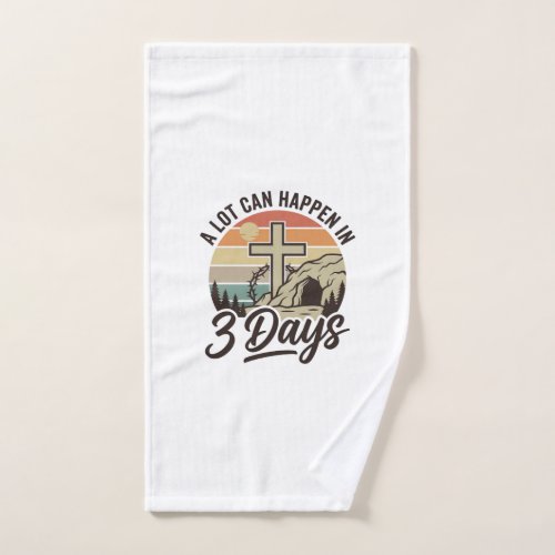 Christian Easter 3 Days Retro Cross Cave T-Shirt D Hand Towel