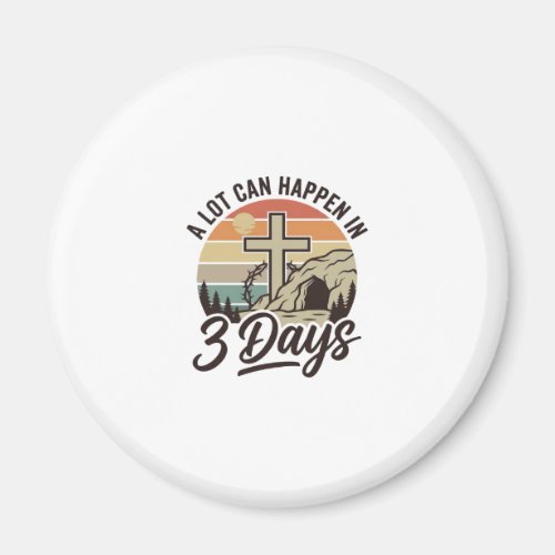 Christian Easter 3 Days Retro Cross Cave T-Shirt D Magnet
