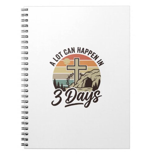 Christian Easter 3 Days Retro Cross Cave T-Shirt D Notebook