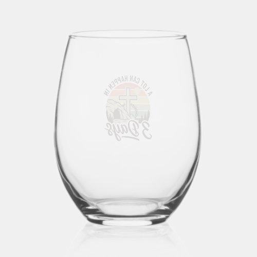 Christian Easter 3 Days Retro Cross Cave T-Shirt D Stemless Wine Glass