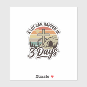 Christian Easter 3 Days Retro Cross Cave T-Shirt D Sticker