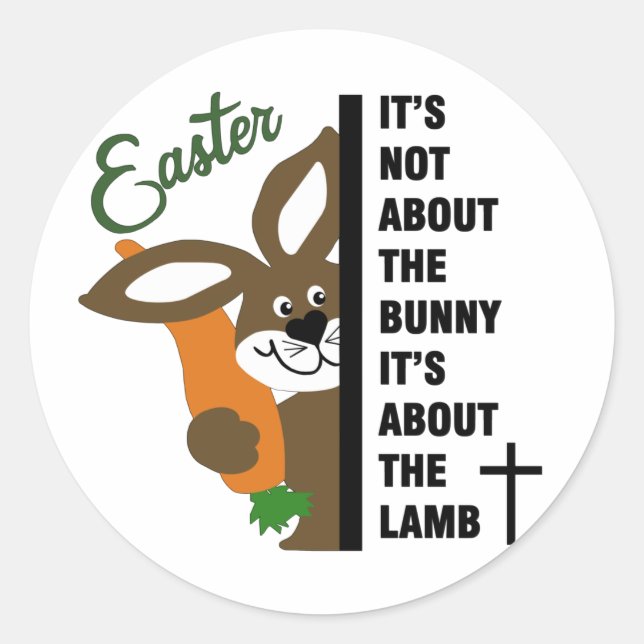 Christian Easter Bunny Classic Round Sticker (Front)