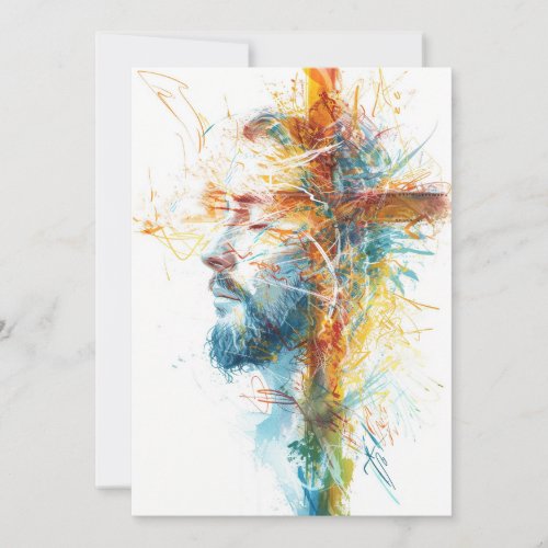 Christian Easter Card Watercolor Jesus Cross Holiday Card
