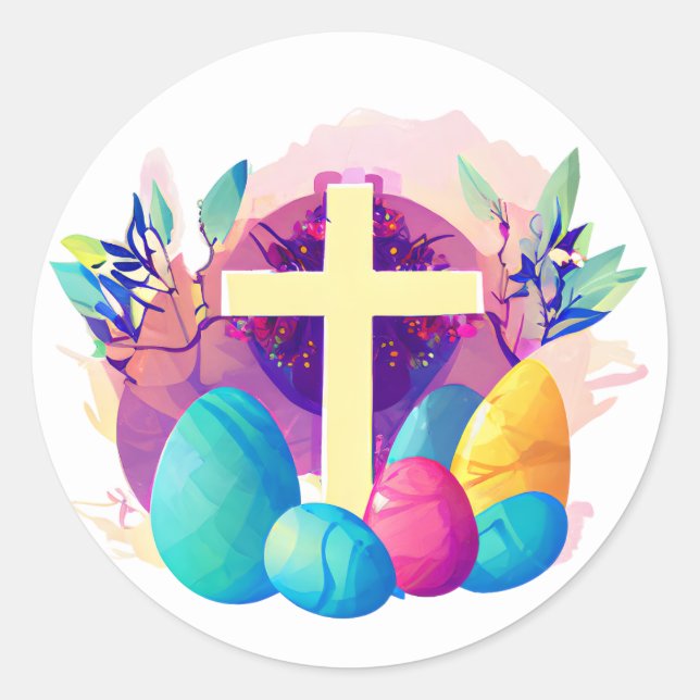 Christian Easter Cross   Classic Round Sticker (Front)