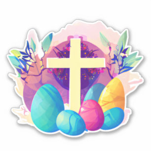 Christian Easter Cross Sticker