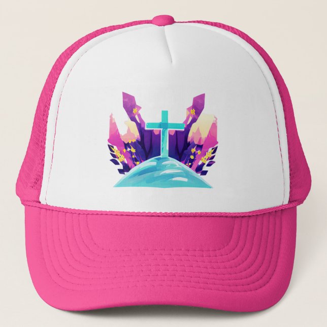 Christian Easter Cross  Trucker Hat (Front)